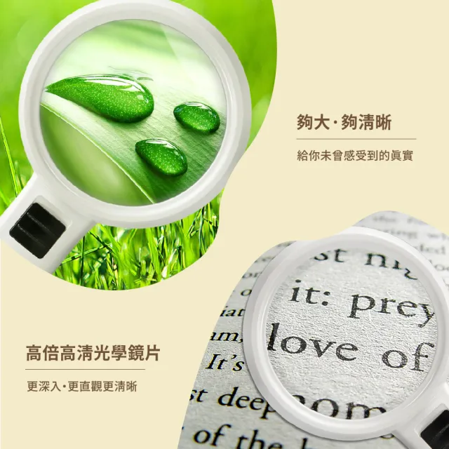 【閱讀必備】LED帶燈放大鏡(高清 維修 鑑定 老花 老年人 手持式 雙鏡面 高清放大鏡)