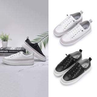 【FUFA Shoes 富發牌】彈力鞋帶chill休閒鞋-黑/白 1CK104 大尺碼女鞋(女鞋/小白鞋/女休閒鞋/懶人鞋)