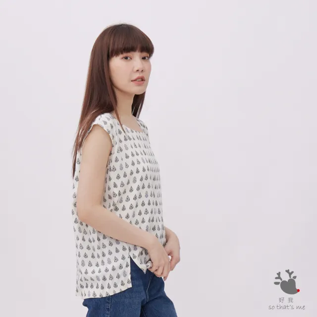 【so that’s me 好我】Dolly圓領無袖印花上衣(奶油樹叢)