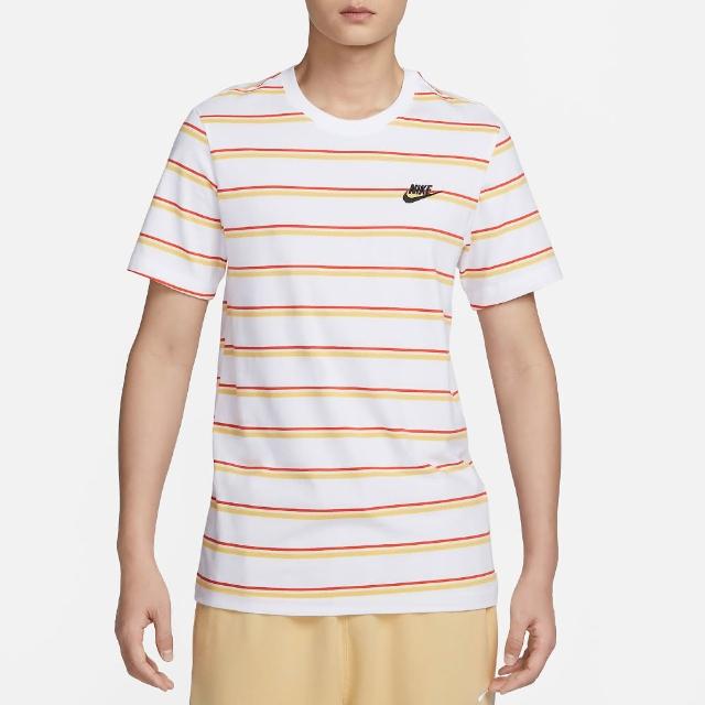 【NIKE 耐吉】上衣 男款 短袖上衣 運動 AS M NSW TEE CLUB STRIPE 白 DZ2986-100