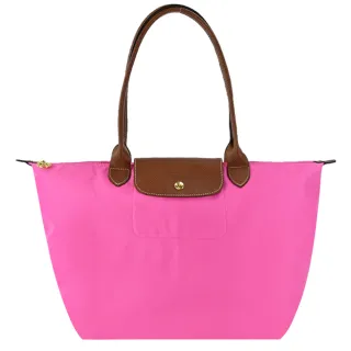 【LONGCHAMP】LE PLIAGE系列長把再生尼龍摺疊水餃包(大/糖果粉)