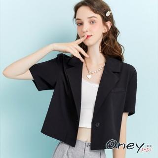 【ONEY 歐妮】★時尚優雅短版小西服短袖罩衫(春夏/短版上衣/薄款罩衫/層次穿搭)