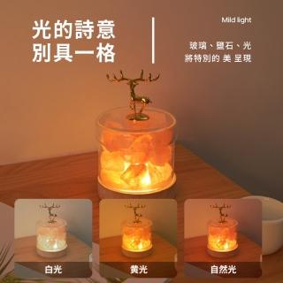麋鹿小香薰鹽燈 招財開運小夜燈(USB供電)