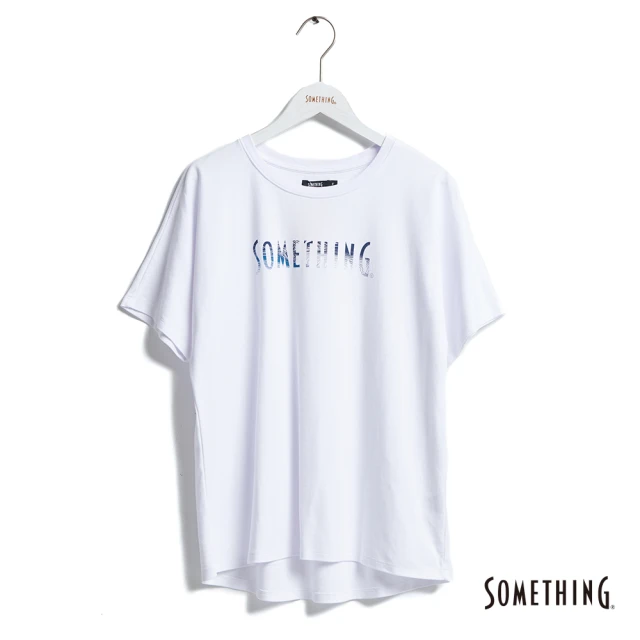 【SOMETHING】女裝 叢林剪影LOGO印花短袖T恤(白色)