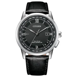 【CITIZEN 星辰】GENTS 羅馬紳士光動能電波時尚男錶-黑/42.7mm 雙11限定(CB0151-19E)