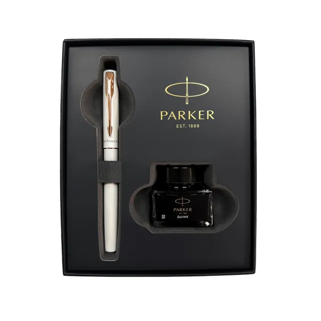 【PARKER】派克 威雅XL 月光白玫瑰金夾限定版鋼筆墨水禮盒