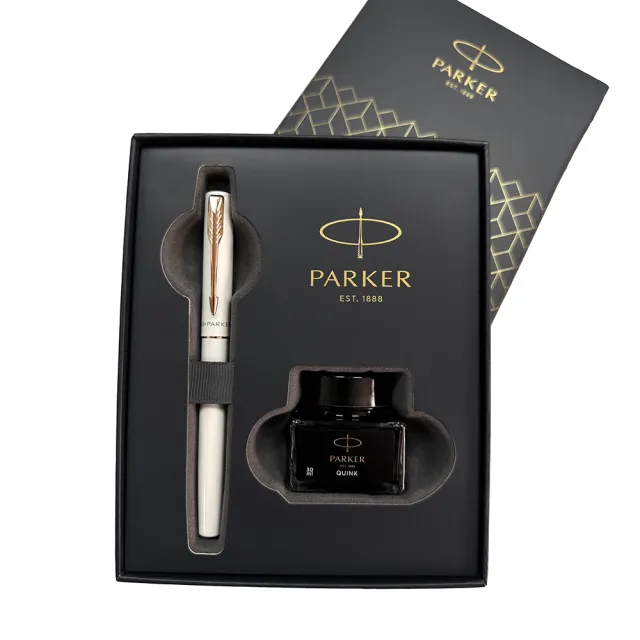 【PARKER】派克 威雅XL 月光白玫瑰金夾限定版鋼筆墨水禮盒