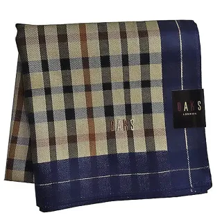 【DAKS】經典格紋刺繡帕領巾(深藍色)