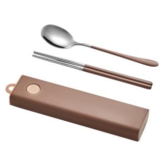 【kurumapop】不鏽鋼環保餐具兩件組 多色可選(便攜/餐具組/環保筷/湯匙)