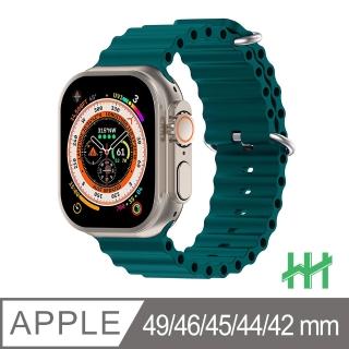 【HH】Apple Watch 42/44/45/49mm -莫蘭迪綠-可調扣環海洋矽膠錶帶(SP-APW49-SG)