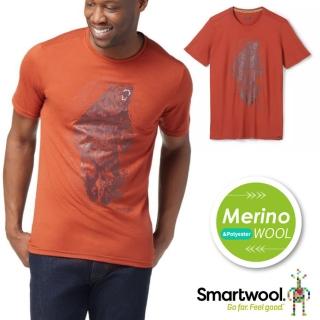 【SmartWool】男 美麗諾羊毛控溫圓領短袖塗鴉T恤 熱血熊.運動上衣(SW016831-J33 暗橙)