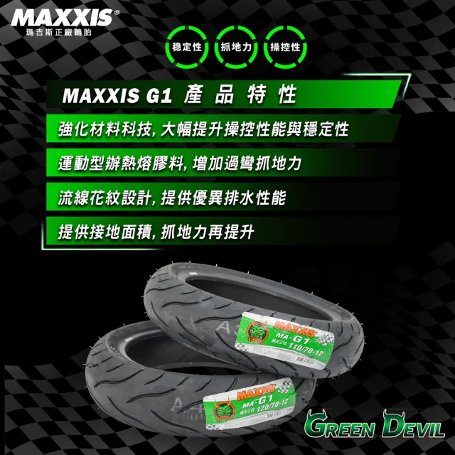 【MAXXIS 瑪吉斯】MA-G1 速克達專用 綠魔胎-10吋(90-90-10 50J 路王三代)