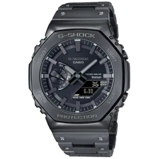 【CASIO 卡西歐】G-SHOCK 金屬 黑 八角形錶殼 雙顯腕錶 新年 送禮 推薦(GM-B2100BD-1A)