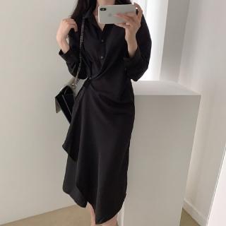 【巴黎精品】現貨+預購 連身裙長袖洋裝(知性風格造型設計連身女裙子2色a1ar26)