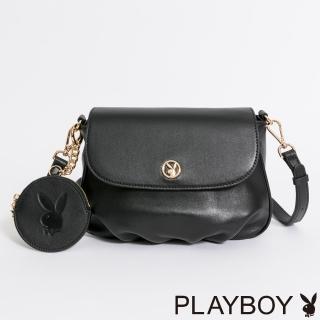 【PLAYBOY】翻蓋斜揹包 Clouds系列(黑色)