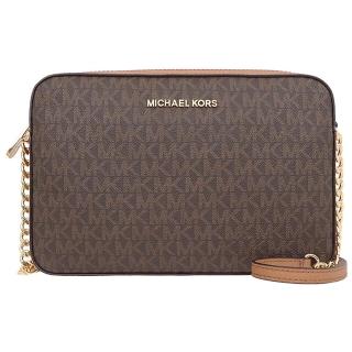【Michael Kors】JET SET滿版方形斜揹包(咖啡)