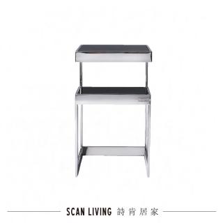 【SCANTEAK 詩肯柚木】現代不鏽鋼黑玻邊幾