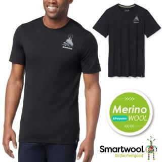 【SmartWool】男 美麗諾羊毛控溫圓領短袖塗鴉T恤 野性戶外.運動上衣(SW016672-001 黑色)