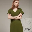 【SST&C 最後55折】橄欖綠V領波浪袖洋裝8562006012