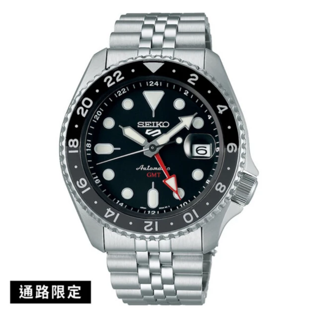 【SEIKO 精工】5 Sports GMT兩地時區機械錶 SK038  -黑 / 42.5mm(SSK001K1/4R34-00A0D)
