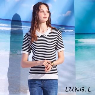 【LUNG.L 林佳樺】L822A 黑白條紋短袖針織衫A-line(女裝)