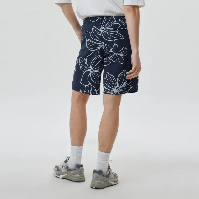 【GAP】男裝 印花鬆緊短褲 輕透氣系列-海軍藍印花(714146)