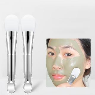 【美妝用品】矽膠勺雙頭面膜刷-2入(泥膜刷 凍膜刷 挖勺刷 化妝刷 刷具 矽膠 敷臉面膜刷 DIY美容工具)