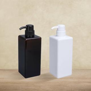 【收納家】亮面白色正方乳液PET按壓瓶｜650ml 2入組(空瓶 瓶罐 塑膠瓶 乳液瓶 分裝瓶)