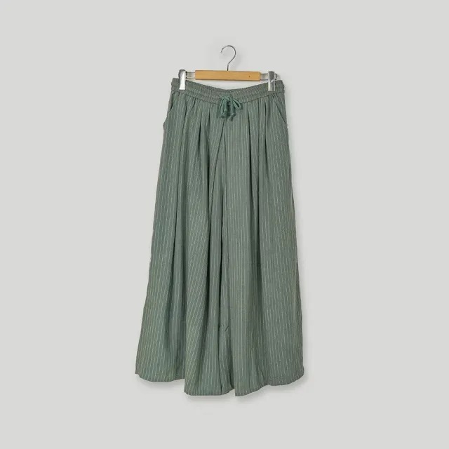 【Dailo】直條簡約顯瘦寬長褲裙(藍 黑 綠 咖/魅力商品)