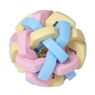 馬卡龍色寵物玩具鈴鐺球(耐磨耐咬 彈力 發聲玩具球 磨牙 訓練球 狗狗貓咪 逗貓棒 互動 寵物用品)