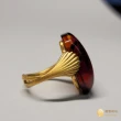【優雅琥珀】來自波羅地海 棕紅色琥珀 貝殼扇型設計款戒指(925純銀 歐式貝殼扇型設計)