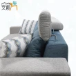 【文創集】柯斯芬雙色可拆洗棉麻布L型獨立筒沙發組合(大三人座＋椅凳組合＋頭枕可調整)