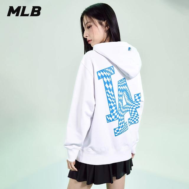 【MLB】大Logo連帽上衣 帽T Checkerboard系列 洛杉磯道奇隊(3AHDO0131-07WHS)