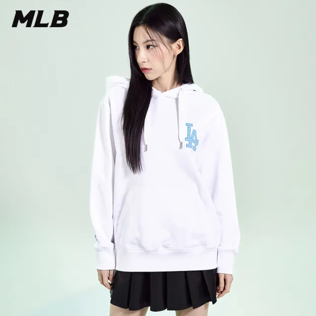 【MLB】大Logo連帽上衣 帽T Checkerboard系列 洛杉磯道奇隊(3AHDO0131-07WHS)