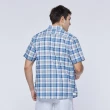 【NAUTICA】男裝 百搭格紋透氣短袖襯衫(藍色)