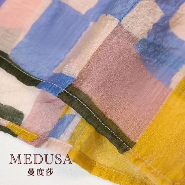 【MEDUSA 曼度莎】現貨-彩色方塊超輕盈天絲棉上衣（M-2L）｜女上衣 無袖上衣 加大尺碼(101-74601)