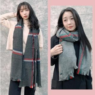 【TING BRA 婷姐內衣】共2色/簡約風鬚邊大格子寬版長款保暖圍巾(圴碼)
