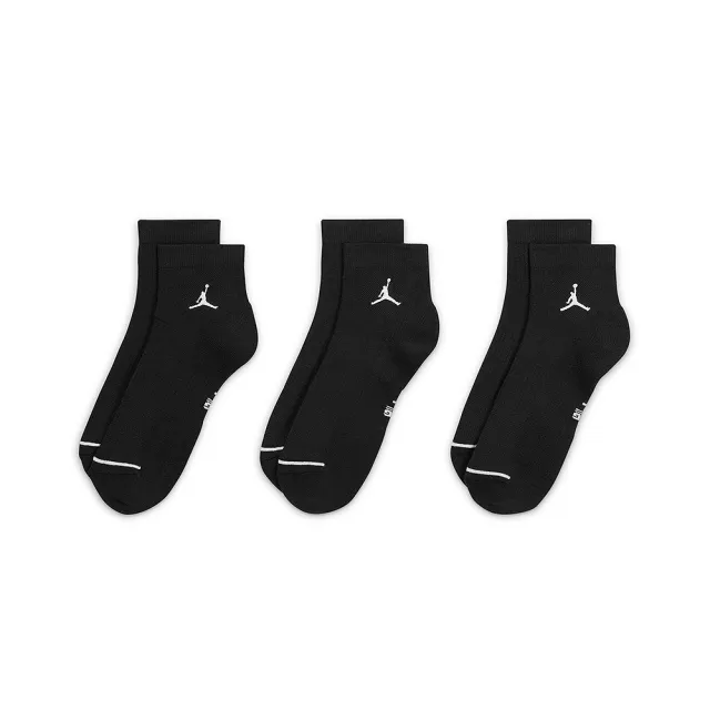 【NIKE 耐吉】襪子 中筒襪 運動襪 喬丹 3雙組 U J ED CUSH POLY ANKLE 144 黑 DX9655-010
