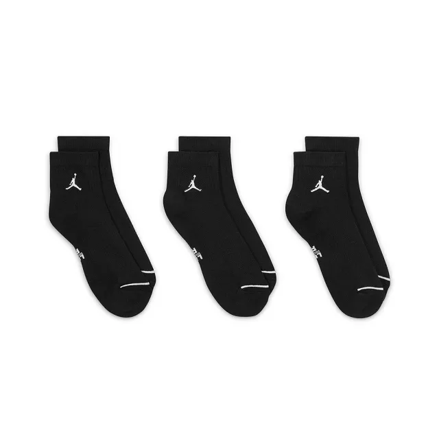 【NIKE 耐吉】襪子 中筒襪 運動襪 喬丹 3雙組 U J ED CUSH POLY ANKLE 144 黑 DX9655-010