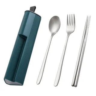【Mass】304不鏽鋼餐具 環保餐具三件組(筷子/湯匙/叉子/便攜露營餐具組)