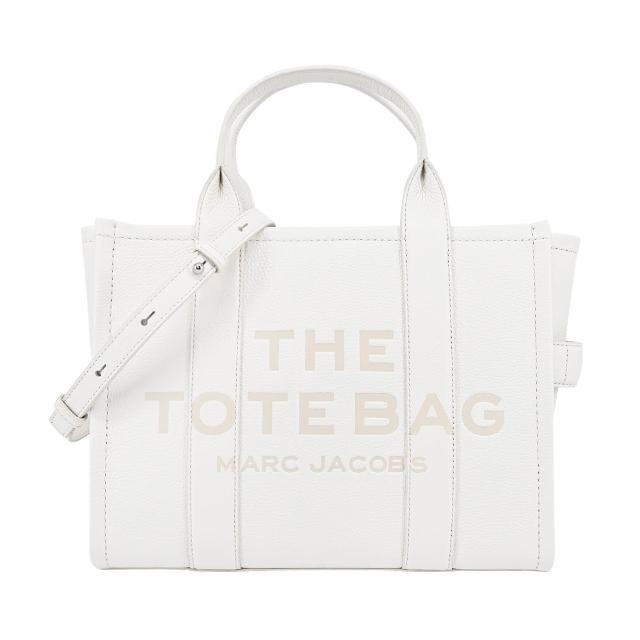 【MARC JACOBS 馬克賈伯】The Leather TOTE 皮革兩用托特包(小/白)