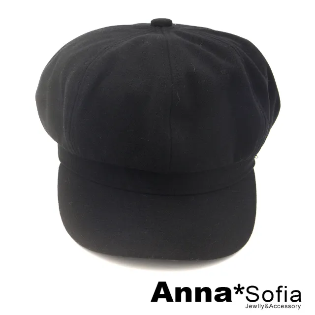 【AnnaSofia】貝蕾帽報童帽鴨舌帽-細點騰霧金條飾 現貨(黑系)