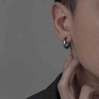 【A&R】s925純銀潮流個性男款嘻哈風青藤耳扣 單入(黑色幽默 抗過敏 耳環 情人節 生日禮物)