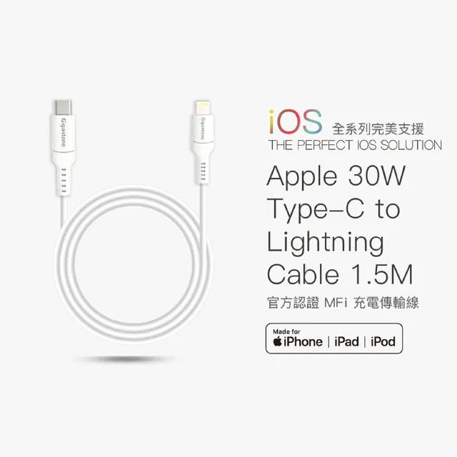 【Gigastone 立達國際】PD3.0 10000mAh Type-C雙向快充行動電源 Type-c to Lightning 30W充電傳輸線