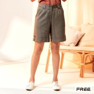 【FREE】進口混毛料山行紋口袋短褲(咖啡)
