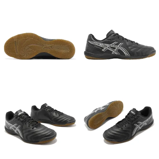 【asics 亞瑟士】足球鞋 Calcetto WD 9 2E 男鞋 黑 白 寬楦 膠底 皮革 運動鞋 亞瑟士(1113A037001)