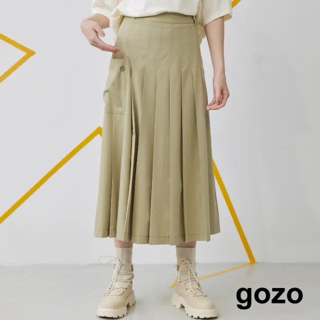 【gozo】大口袋百褶西裝長裙(兩色)