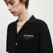 【ALLSAINTS】UNDERGROUND 人造絲短袖夏威夷LOGO襯衫-黑 MS209Y(舒適版型)
