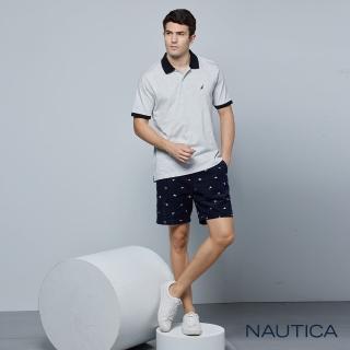 【NAUTICA】男裝 滿版帆船刺繡休閒短褲(深藍)