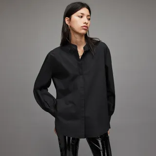 【ALLSAINTS】MARCIE 棉質簡約俐落長袖襯衫-黑 WH030X(舒適版型)